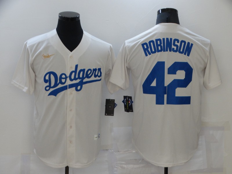 Men's Los Angeles Dodgers Jackie Robinson #42 Beige Baseball Jersey